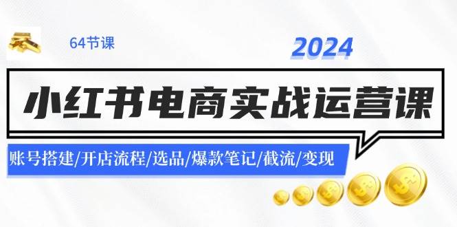 2024小红书电商实战运营课：账号搭建/开店流程/选品/爆款笔记/截流/变现-91搞钱