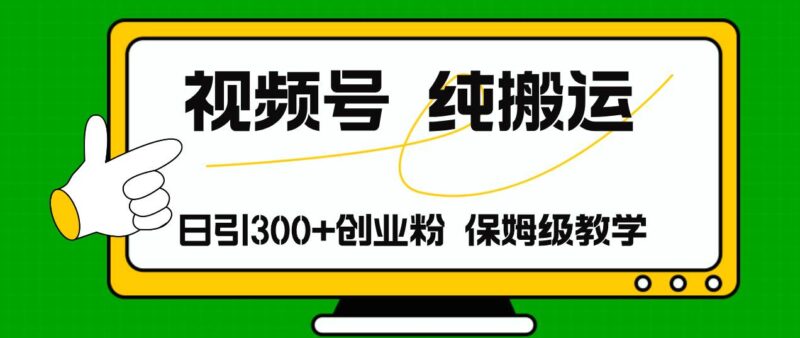 视频号纯搬运日引流300+创业粉，日入4000+-91搞钱