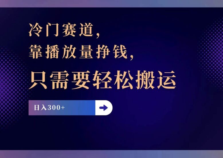 冷门赛道，靠播放量挣钱，只需要轻松搬运，日赚300+-91搞钱